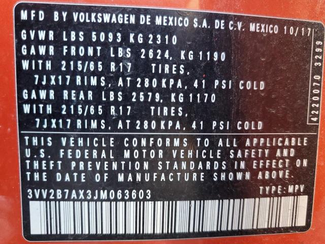 Aukcja sprzedaży 2018 Volkswagen Tiguan Se, vin: 3VV2B7AX3JM063603, numer aukcji: 45499593