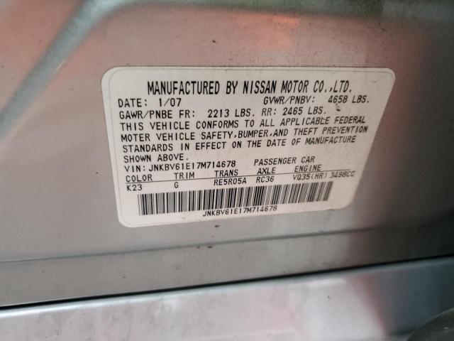 Aukcja sprzedaży 2007 Infiniti G35, vin: JNKBV61E17M714678, numer aukcji: 45742493