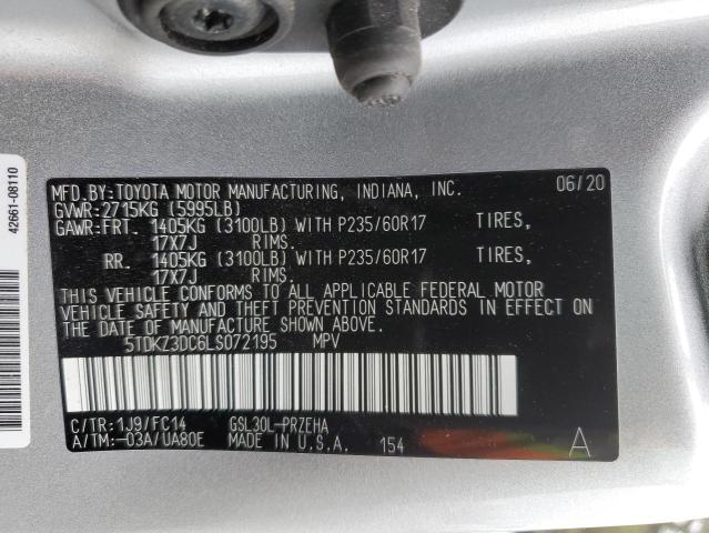 Aukcja sprzedaży 2020 Toyota Sienna Le, vin: 5TDKZ3DC6LS072195, numer aukcji: 45465823