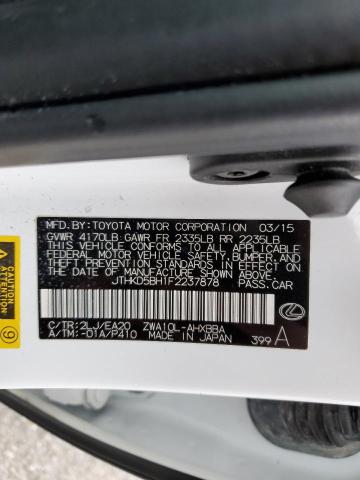 Aukcja sprzedaży 2015 Lexus Ct 200, vin: JTHKD5BH1F2237878, numer aukcji: 45502583