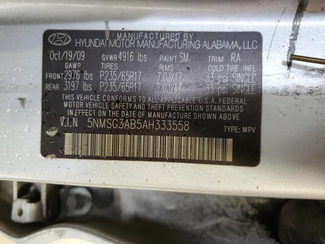 Aukcja sprzedaży 2010 Hyundai Santa Fe Gls, vin: 5NMSG3AB5AH333558, numer aukcji: 45457333