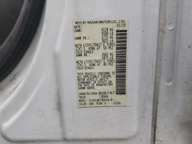Aukcja sprzedaży 2019 Nissan Nv 2500 S, vin: 1N6BF0LY0KN808747, numer aukcji: 45553783