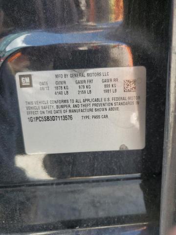 2013 Chevrolet Cruze Lt მანქანა იყიდება აუქციონზე, vin: 1G1PC5SB3D7113576, აუქციონის ნომერი: 45514163