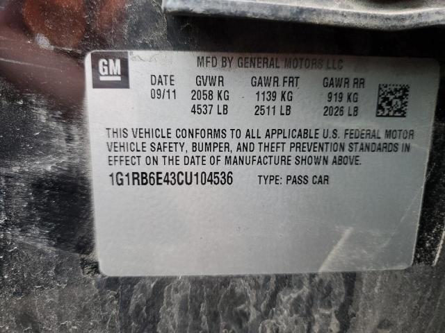 Aukcja sprzedaży 2012 Chevrolet Volt, vin: 1G1RB6E43CU104536, numer aukcji: 45421223