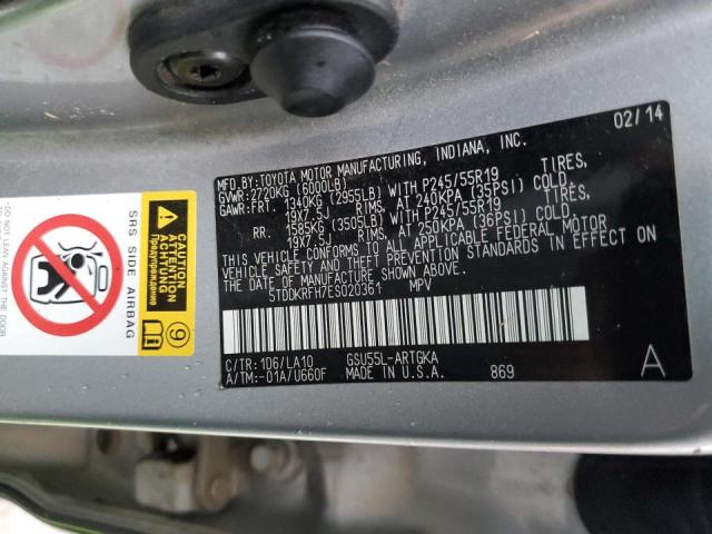 Aukcja sprzedaży 2014 Toyota Highlander Limited, vin: 5TDDKRFH7ES020361, numer aukcji: 45462943