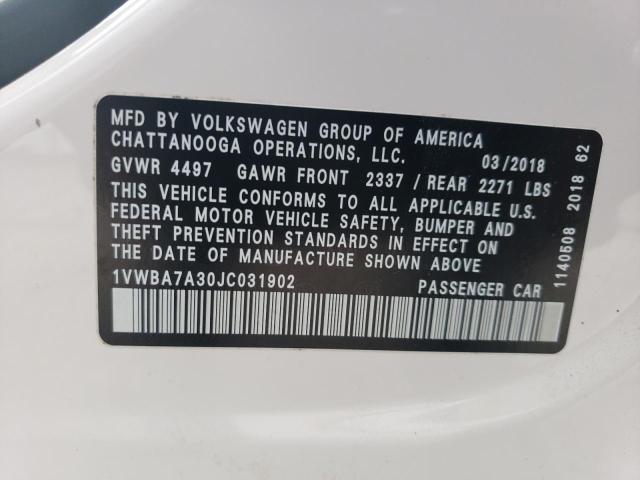 Aukcja sprzedaży 2018 Volkswagen Passat Se, vin: 1VWBA7A30JC031902, numer aukcji: 45478033