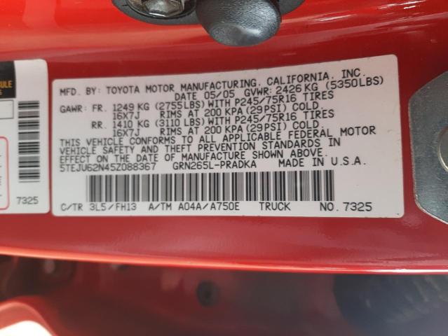 45644503 :رقم المزاد ، 5TEJU62N45Z088367 vin ، 2005 Toyota Tacoma Double Cab Prerunner مزاد بيع
