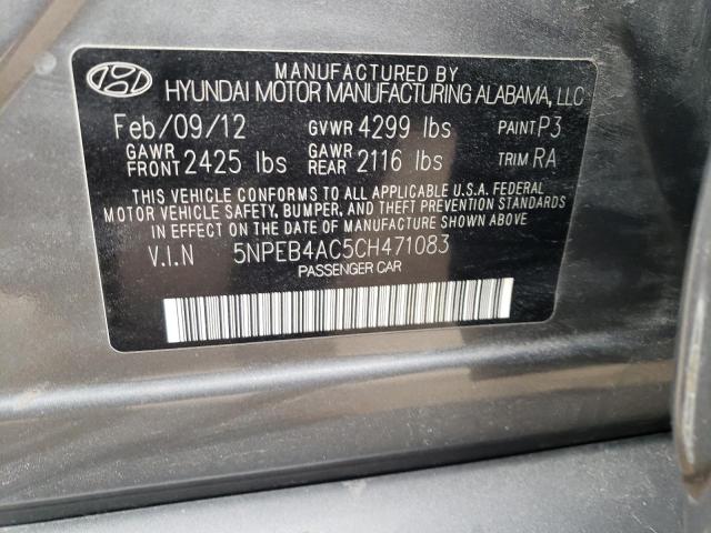 Aukcja sprzedaży 2012 Hyundai Sonata Gls, vin: 5NPEB4AC5CH471083, numer aukcji: 45397063