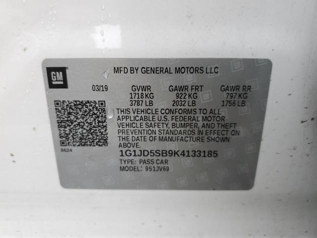 Aukcja sprzedaży 2019 Chevrolet Sonic Lt, vin: 1G1JD5SB9K4133185, numer aukcji: 45571903