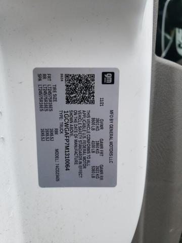 Aukcja sprzedaży 2021 Chevrolet Express G2500, vin: 1GCWGAFP7M1310064, numer aukcji: 45988893