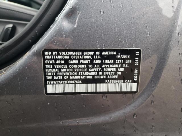Продаж на аукціоні авто 2015 Volkswagen Passat S, vin: 1VWAT7A32FC037634, номер лоту: 46223463