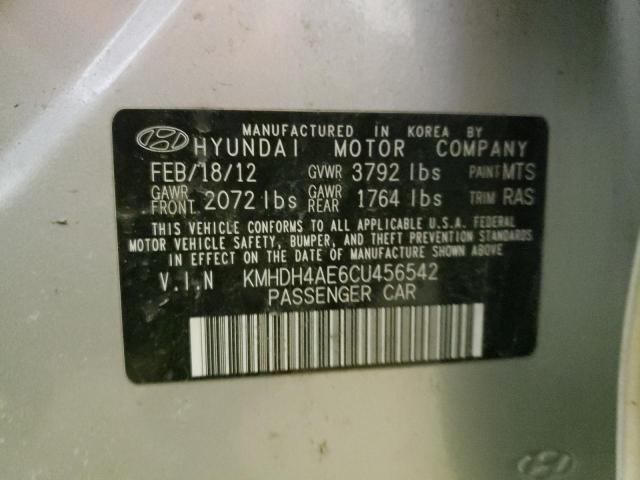 Aukcja sprzedaży 2012 Hyundai Elantra Gls, vin: KMHDH4AE6CU456542, numer aukcji: 45254203