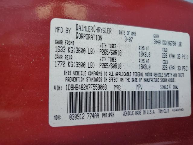 Aukcja sprzedaży 2007 Dodge Durango Slt, vin: 1D8HB482X7F559008, numer aukcji: 45373713