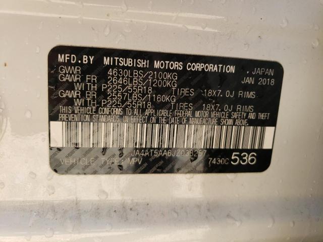 45370653 :رقم المزاد ، JA4AT5AA6JZ038257 vin ، 2018 Mitsubishi Eclipse Cross Se مزاد بيع