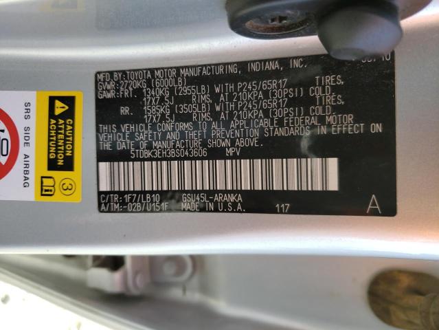 Aukcja sprzedaży 2011 Toyota Highlander Base, vin: 5TDBK3EH3BS043606, numer aukcji: 45937933
