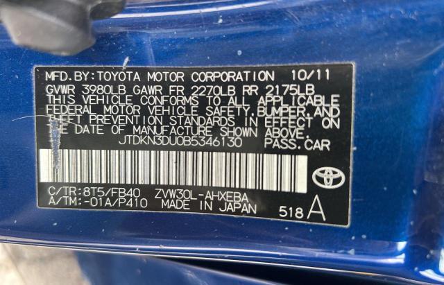 Продаж на аукціоні авто 2011 Toyota Prius, vin: JTDKN3DU0B5346130, номер лоту: 46228233