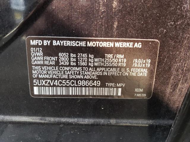 Aukcja sprzedaży 2012 Bmw X5 Xdrive35i, vin: 5UXZV4C55CL986649, numer aukcji: 45228873