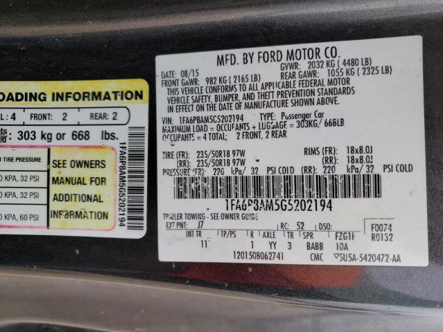 2016 Ford Mustang მანქანა იყიდება აუქციონზე, vin: 1FA6P8AM5G5202194, აუქციონის ნომერი: 45355433