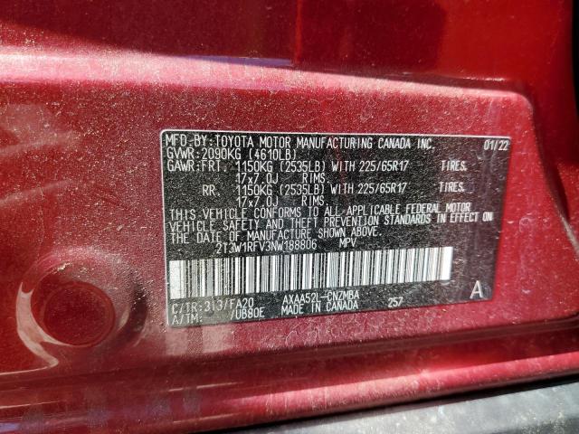 2022 Toyota Rav4 Xle მანქანა იყიდება აუქციონზე, vin: 2T3W1RFV3NW188806, აუქციონის ნომერი: 46429943
