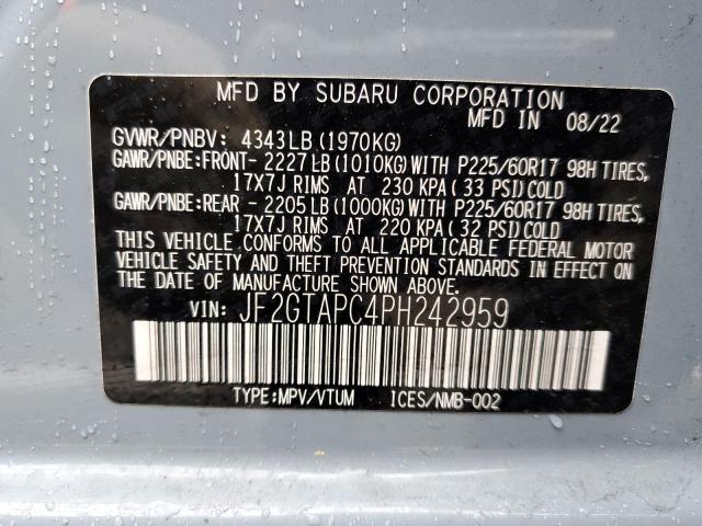 Aukcja sprzedaży 2023 Subaru Crosstrek Premium, vin: JF2GTAPC4PH242959, numer aukcji: 46222733