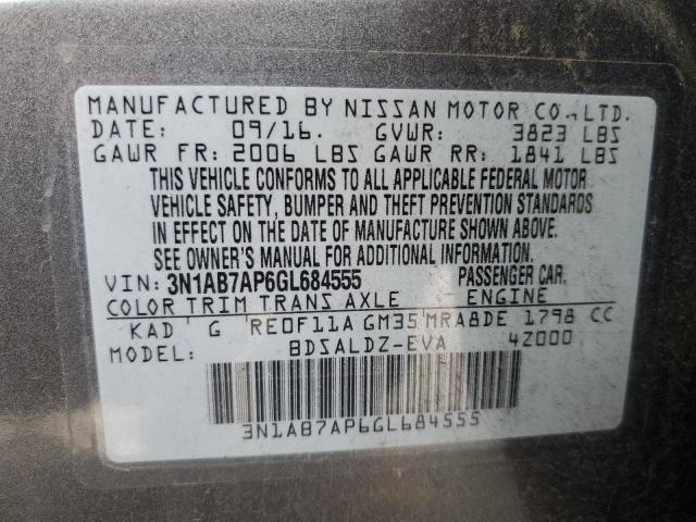 Aukcja sprzedaży 2016 Nissan Sentra S, vin: 3N1AB7AP6GL684555, numer aukcji: 45570303