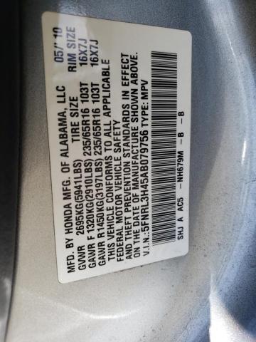 46813273 :رقم المزاد ، 5FNRL3H45AB079756 vin ، 2010 Honda Odyssey Ex مزاد بيع
