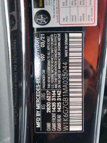 43922463 :رقم المزاد ، W1K6G7GB1MA035044 vin ، 2021 Mercedes-benz S 580 4matic مزاد بيع