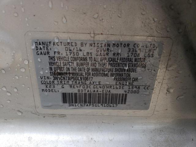 Aukcja sprzedaży 2016 Nissan Versa S, vin: 3N1CN7AP5GL910617, numer aukcji: 43474813