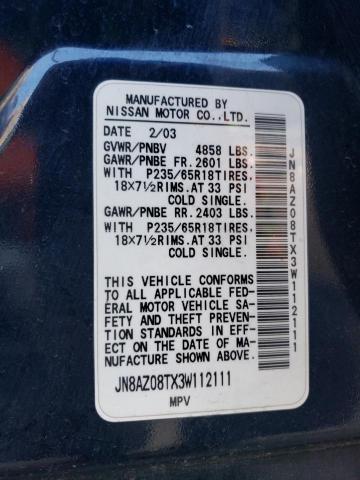 Aukcja sprzedaży 2003 Nissan Murano Sl, vin: JN8AZ08TX3W112111, numer aukcji: 45448673