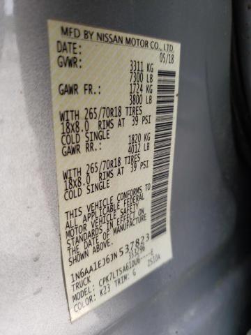 Aukcja sprzedaży 2018 Nissan Titan S, vin: 1N6AA1EJ6JN537823, numer aukcji: 45391243