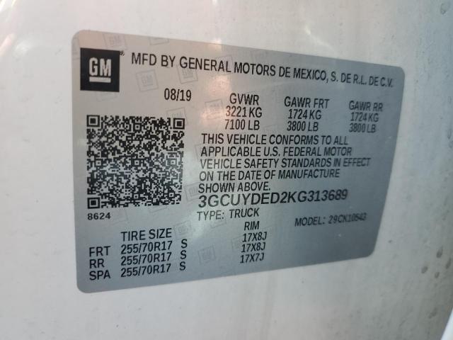 Продаж на аукціоні авто 2019 Chevrolet Silverado K1500 Lt, vin: 3GCUYDED2KG313689, номер лоту: 46612893