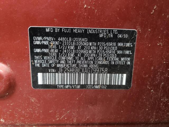Продажа на аукционе авто 2010 Subaru Forester Xs, vin: JF2SH6BCXAG799758, номер лота: 47498913