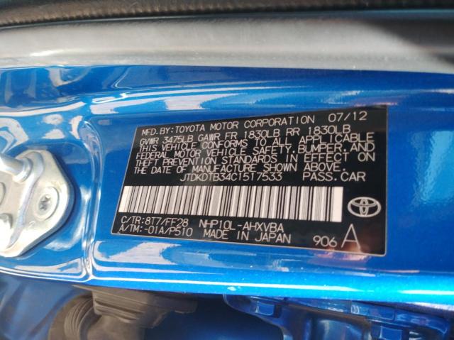 Продажа на аукционе авто 2012 Toyota Prius C, vin: JTDKDTB34C1517533, номер лота: 47684643