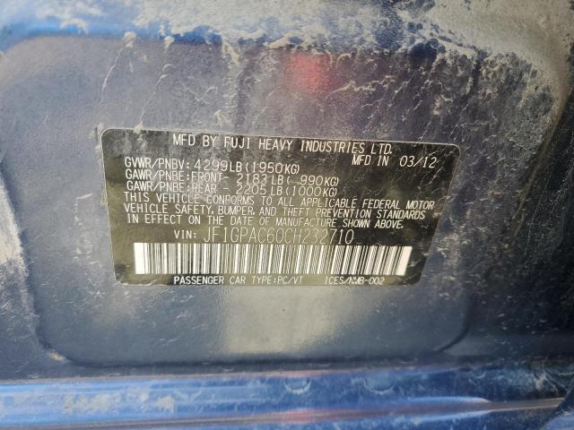 Продаж на аукціоні авто 2012 Subaru Impreza Premium, vin: JF1GPAC60CH232710, номер лоту: 47043333