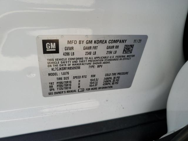 Aukcja sprzedaży 2022 Chevrolet Trax Ls, vin: KL7CJKSM1NB509206, numer aukcji: 47430843