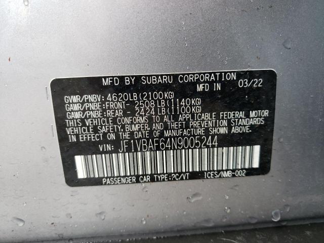 Продажа на аукционе авто 2022 Subaru Wrx Premium, vin: JF1VBAF64N9005244, номер лота: 47697553