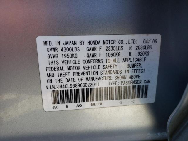 2006 Acura Tsx მანქანა იყიდება აუქციონზე, vin: JH4CL96896C022011, აუქციონის ნომერი: 47789773