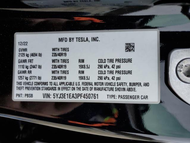 Продаж на аукціоні авто 2023 Tesla Model 3, vin: 5YJ3E1EA3PF450761, номер лоту: 47758633