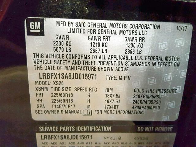 Aukcja sprzedaży 2018 Buick Envision E, vin: LRBFX1SA8JD015971, numer aukcji: 37942609