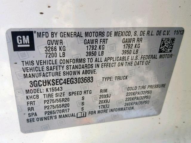 Aukcja sprzedaży 2014 Chevrolet Silverado, vin: 3GCUKSEC4EG303683, numer aukcji: 43299269