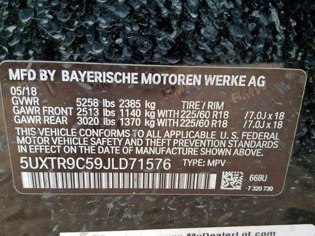 Aukcja sprzedaży 2018 Bmw X3 Xdrive3, vin: 5UXTR9C59JLD71576, numer aukcji: 45222809