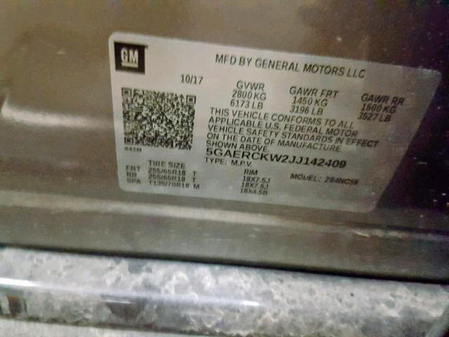 2018 Buick Enclave Pr მანქანა იყიდება აუქციონზე, vin: 5GAERCKW2JJ142409, აუქციონის ნომერი: 52399149