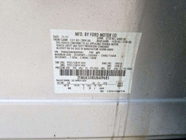 Продаж на аукціоні авто 2018 Ford Flex Limit, vin: 2FMGK5D80JBA09685, номер лоту: 35393300