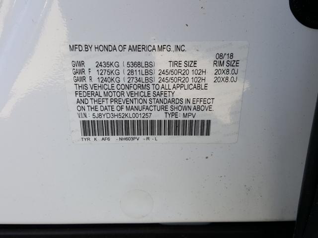 2019 Acura Mdx მანქანა იყიდება აუქციონზე, vin: 5J8YD3H52KL001257, აუქციონის ნომერი: 36996470
