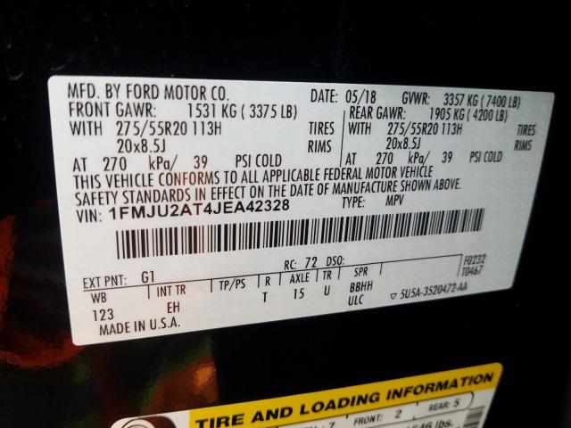 2018 Ford Expedition მანქანა იყიდება აუქციონზე, vin: 1FMJU2AT4JEA42328, აუქციონის ნომერი: 41374130
