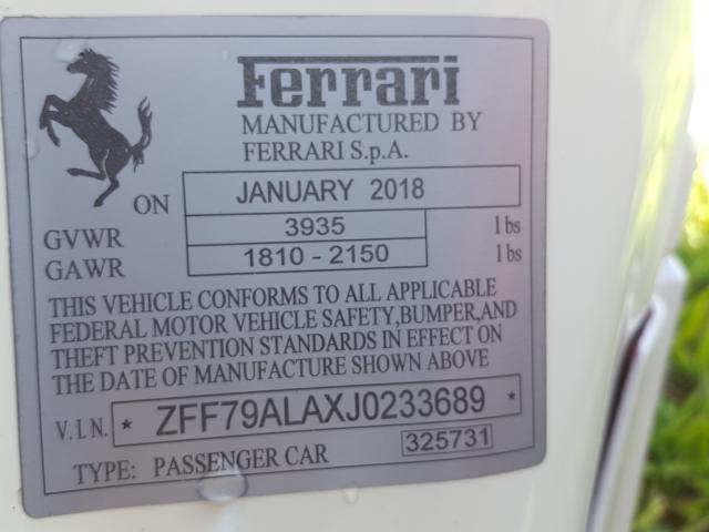 Aukcja sprzedaży 2018 Ferrari 488 Gtb, vin: ZFF79ALAXJ0233689, numer aukcji: 43596900