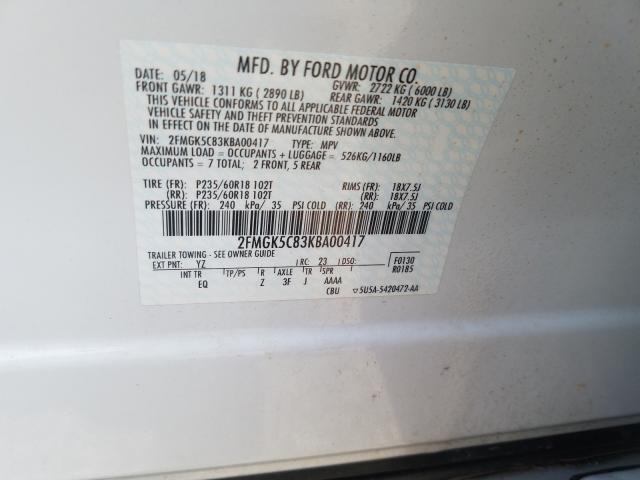 Aukcja sprzedaży 2019 Ford Flex Sel, vin: 2FMGK5C83KBA00417, numer aukcji: 45535870
