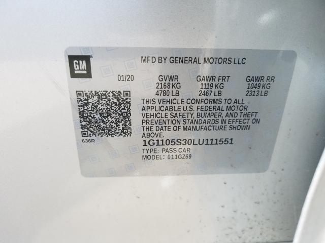 46406110 :رقم المزاد ، 1G1105S30LU111551 vin ، 2020 Chevrolet Impala Pre مزاد بيع