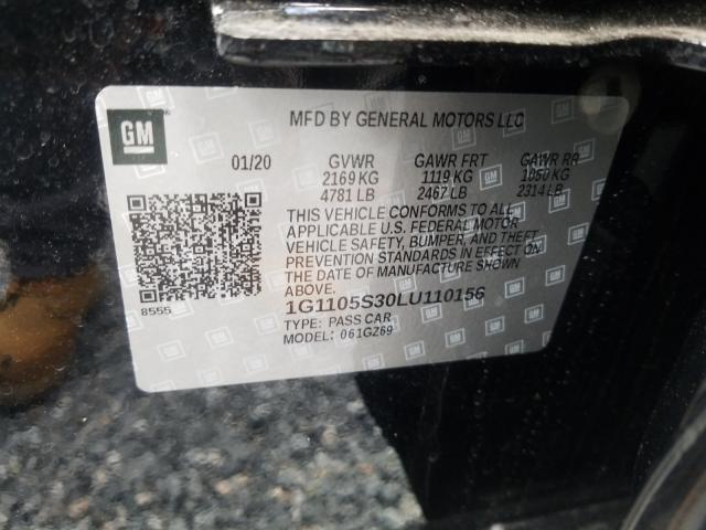 2020 Chevrolet Impala Pre მანქანა იყიდება აუქციონზე, vin: 1G1105S30LU110156, აუქციონის ნომერი: 47691110