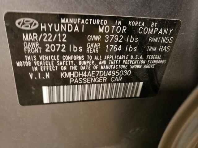 2013 Hyundai Elantra Gl მანქანა იყიდება აუქციონზე, vin: KMHDH4AE7DU495030, აუქციონის ნომერი: 53048210